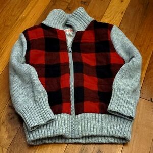 Cat & Jack Plaid Red and Gray Toddler Boys Sweater